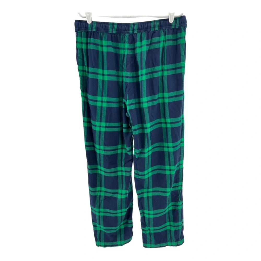 Eddie Bauer green blue plaid L pajama lounge pants cotton fall winter sleep